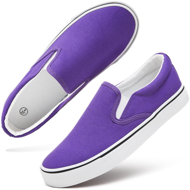 hash bubbie Women's Slip on Shoes Canvas Sneakers Loafers Non Slip Shoes Low Top Casual Shoes(Dark Purple.US8) - Image 1