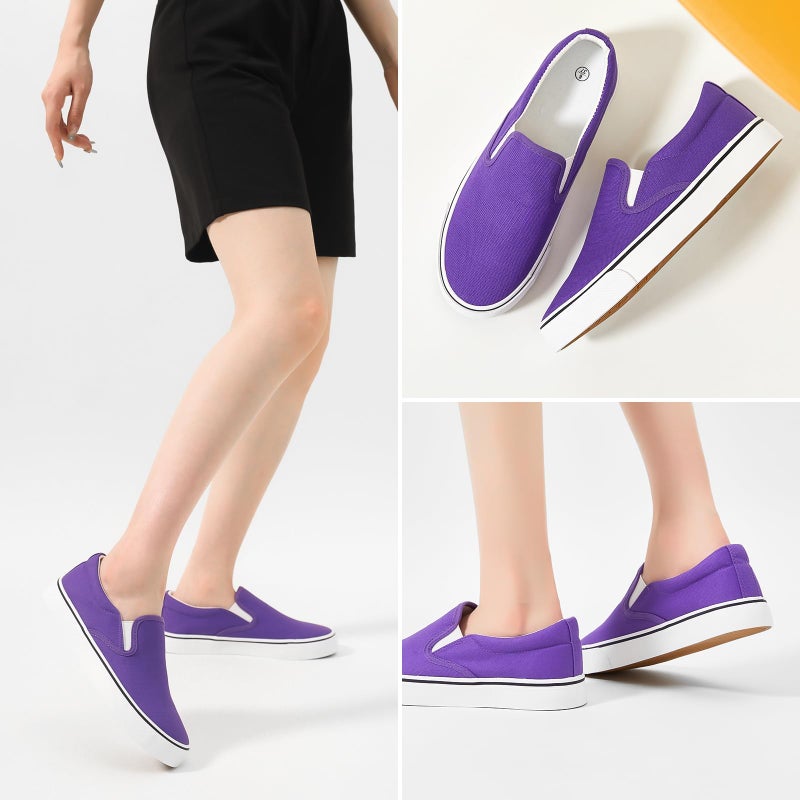 hash bubbie Women's Slip on Shoes Canvas Sneakers Loafers Non Slip Shoes Low Top Casual Shoes(Dark Purple.US8) - Image 5