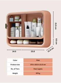 Multifunctional Household Wall-mounted Cosmetic Storage Box Plastic Waterproof Dustproof Makeup Organizer Bathroom Bedroom (Pink) - pzsku/Z166152B2FFC7AA9E5C39Z/45/_/1740055462/8313f4e0-54eb-4c91-8d0f-7f7dc5934ddd