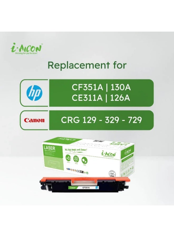 i-AICON Compatible Laser Toner Cartridge Cyan CF351A 130A CE311A 126A 1000 Pages - Image 2