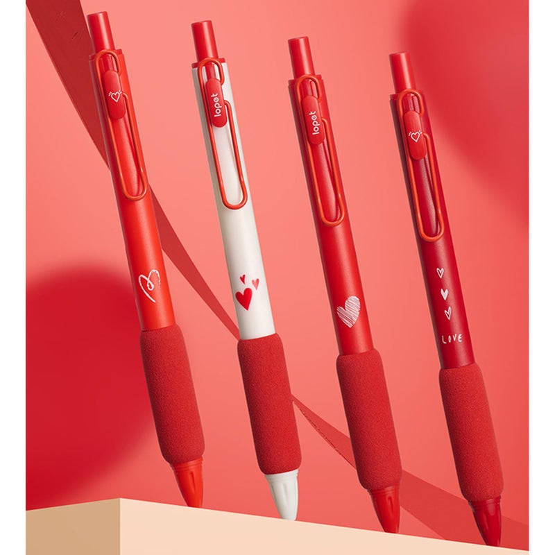 MOZXIRZ 4 Pcs Gel Ink Pens Red Ink Retractable Pens Cute Love Heart Pen 0.5mm Writing Pen Office School Supplies for Women Men (4Pcs Red Ink) - Image 3