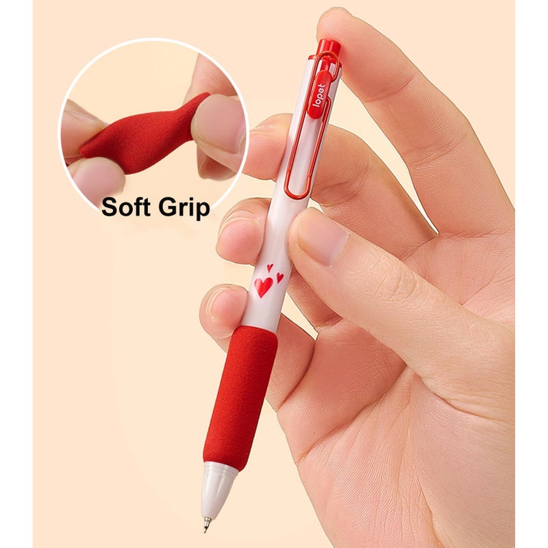 MOZXIRZ 4 Pcs Gel Ink Pens Red Ink Retractable Pens Cute Love Heart Pen 0.5mm Writing Pen Office School Supplies for Women Men (4Pcs Red Ink) - Image 4