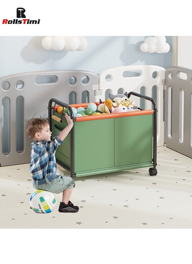 RollsTimi  Toys Organizer Kids Toy Box Storage Chest with 360Â°Wheels,Toy box with Lid for Boys, Girls,Collapsible Sturdy Toy Storage Bins Containers for Stuffed Animals, Clothes, Bedroom, Green  - Image 4
