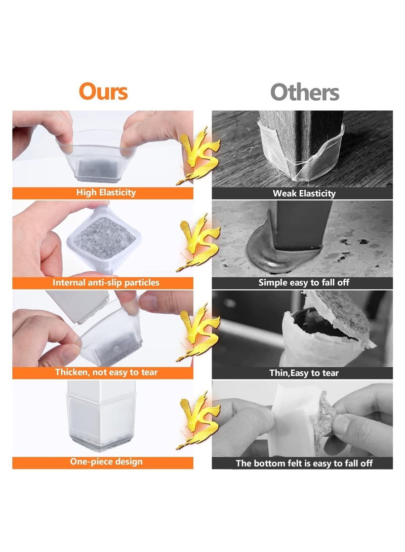 SYOSI 36 Pcs Square Chair Leg Floor Protectors, Furniture Pads for Hardwood Floors Silicone Chair Leg Caps Cover - Image 2