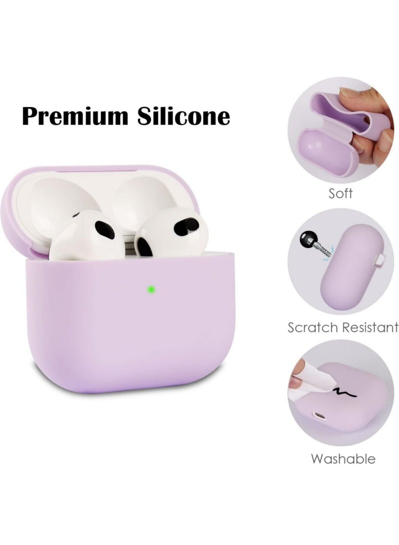 اووكاي غطاء حماية كامل من السيليكون لسماعات Apple AirPods Pro 3/AirPods Pro الجيل الثالث مع سلسلة مفاتيح، مع إضاءة LED أمامية مرئية (أرجواني) - Image 2
