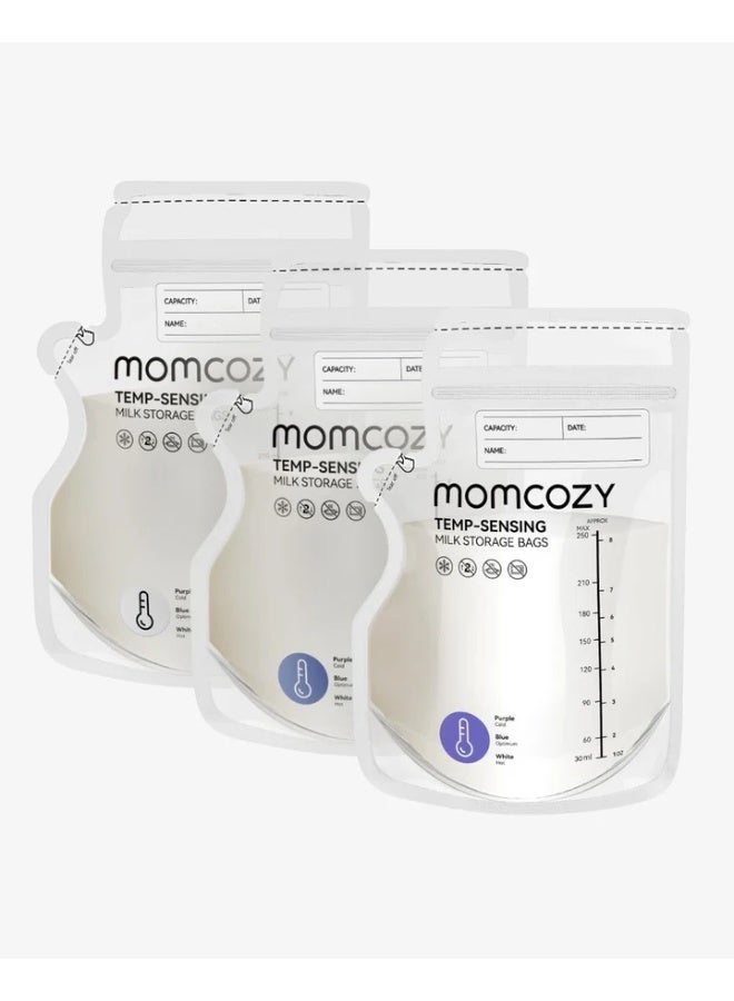 مام كوزي Momcozy أكياس تخزين حليب الثدي بفوهة الصب 60 كيس - بمؤشر درجة الحرارة سحاب مزدوج مانعة للتسرب خالية من BPA قابلة للوقوف وسهلة الصب - Image 2