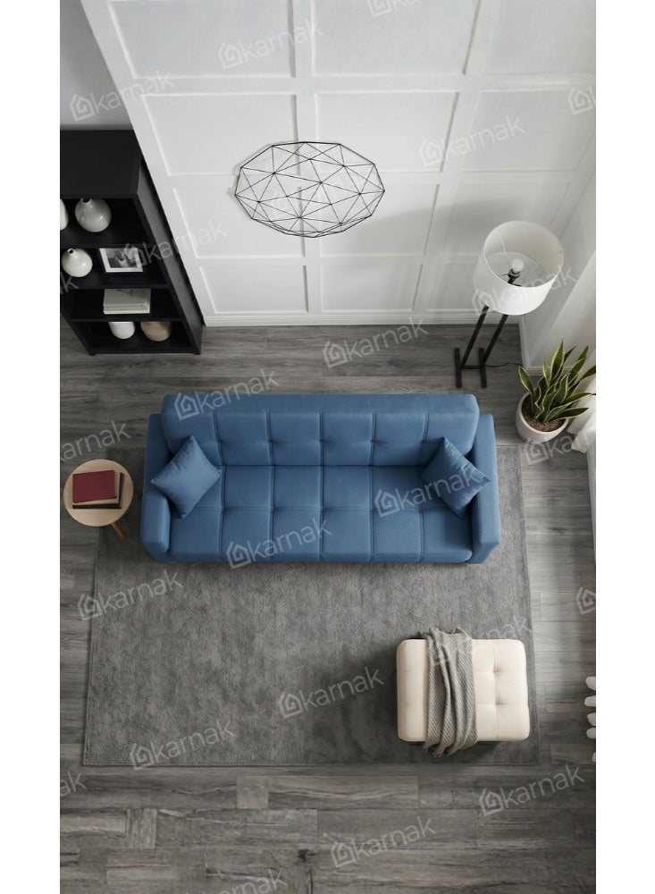Karnak Alba 2-in-1 Sofa Cum Bed 3 Seater Convertible Sleeper Sofa with Storage & Cushions (Blue) - Image 4