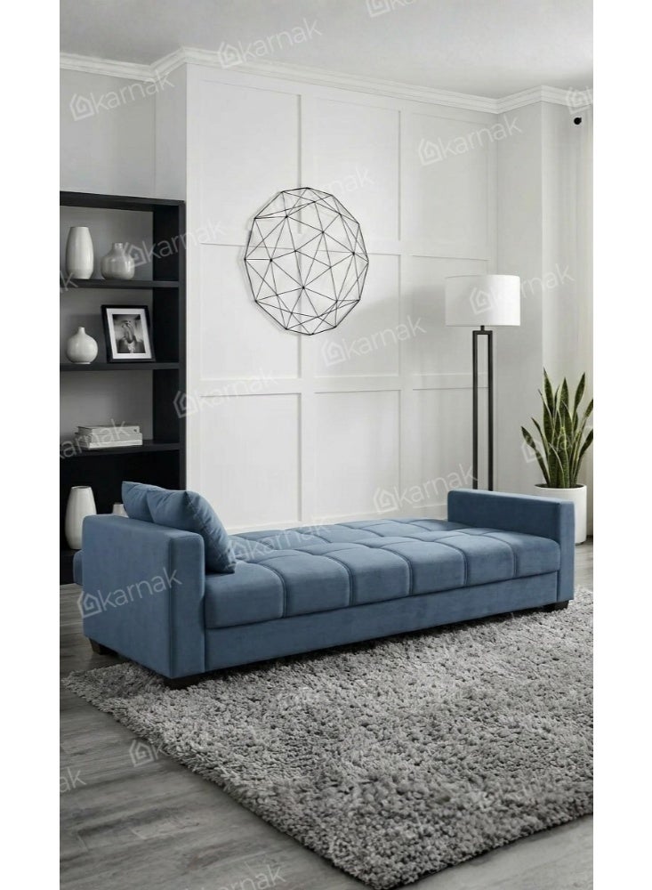 Karnak Alba 2-in-1 Sofa Cum Bed 3 Seater Convertible Sleeper Sofa with Storage & Cushions (Blue) - Image 2