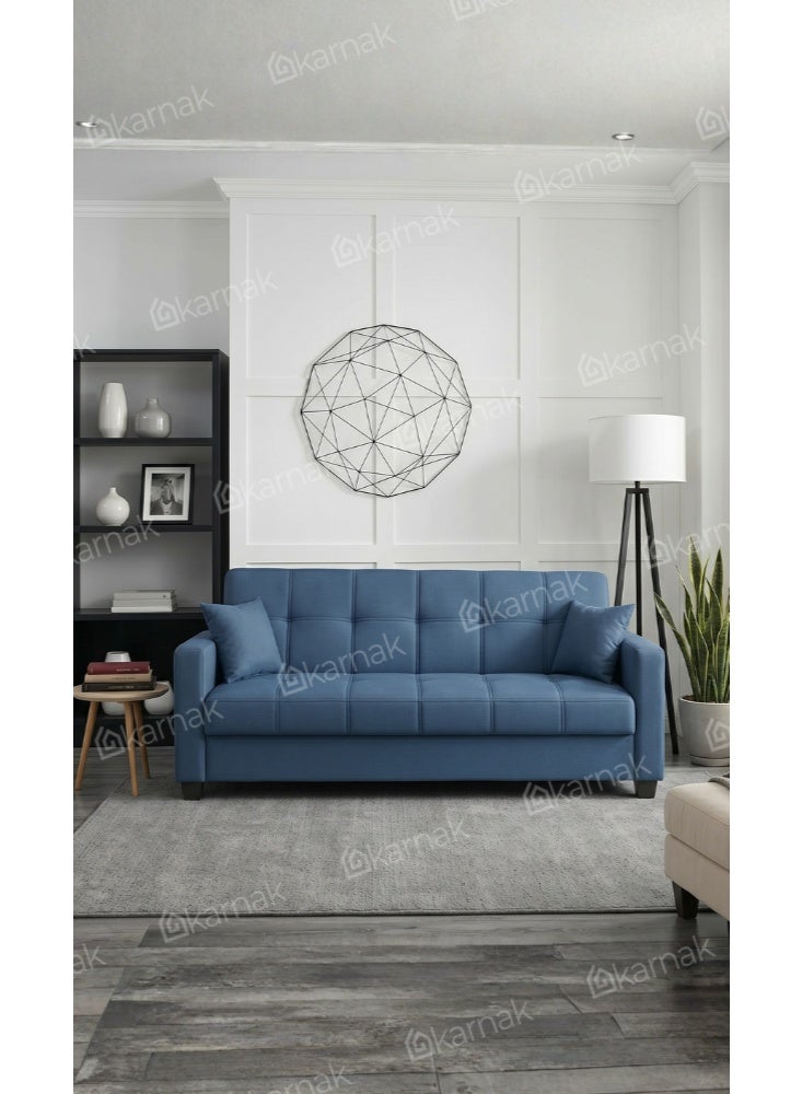 Karnak Alba 2-in-1 Sofa Cum Bed 3 Seater Convertible Sleeper Sofa with Storage & Cushions (Blue) - Image 3