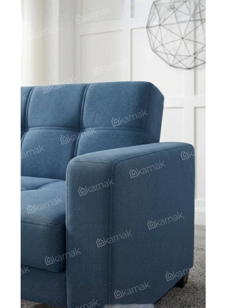 Karnak Alba 2-in-1 Sofa Cum Bed 3 Seater Convertible Sleeper Sofa with Storage & Cushions (Blue) - Image 5