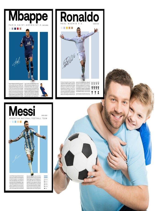 BigWig Prints Soccer Posters for Boys Bedroom - Soccer Player Posters, Decor for Boys Room, Lionel Messi Wall Decor, Cristiano Ronaldo, Mbappe Wall Art - Unframed Set of 3 (12x16”) - Image 4