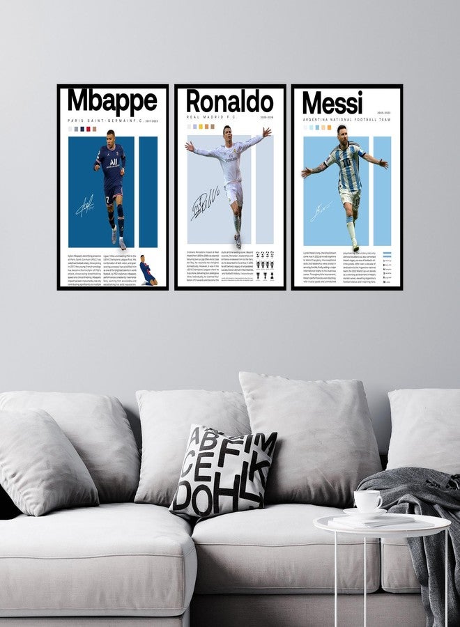 BigWig Prints Soccer Posters for Boys Bedroom - Soccer Player Posters, Decor for Boys Room, Lionel Messi Wall Decor, Cristiano Ronaldo, Mbappe Wall Art - Unframed Set of 3 (12x16”) - Image 3