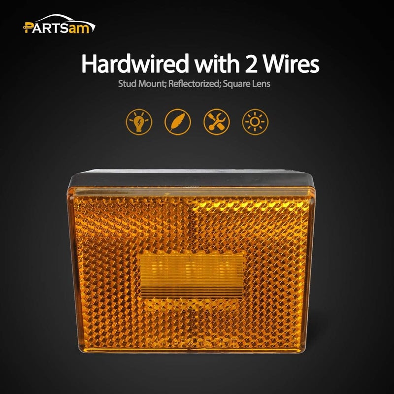 Partsam 4pcs Amber Square Clearance Side Marker Light - Image 3