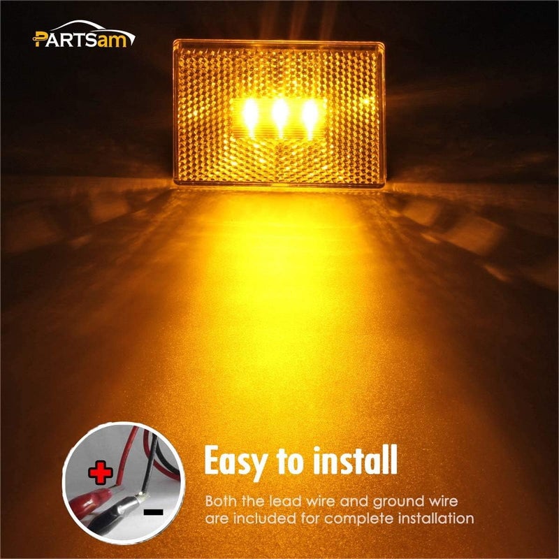 Partsam 4pcs Amber Square Clearance Side Marker Light - Image 4