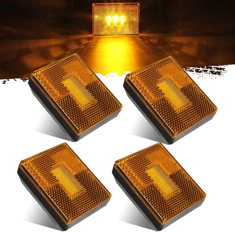 Partsam 4pcs Amber Square Clearance Side Marker Light - Image 1