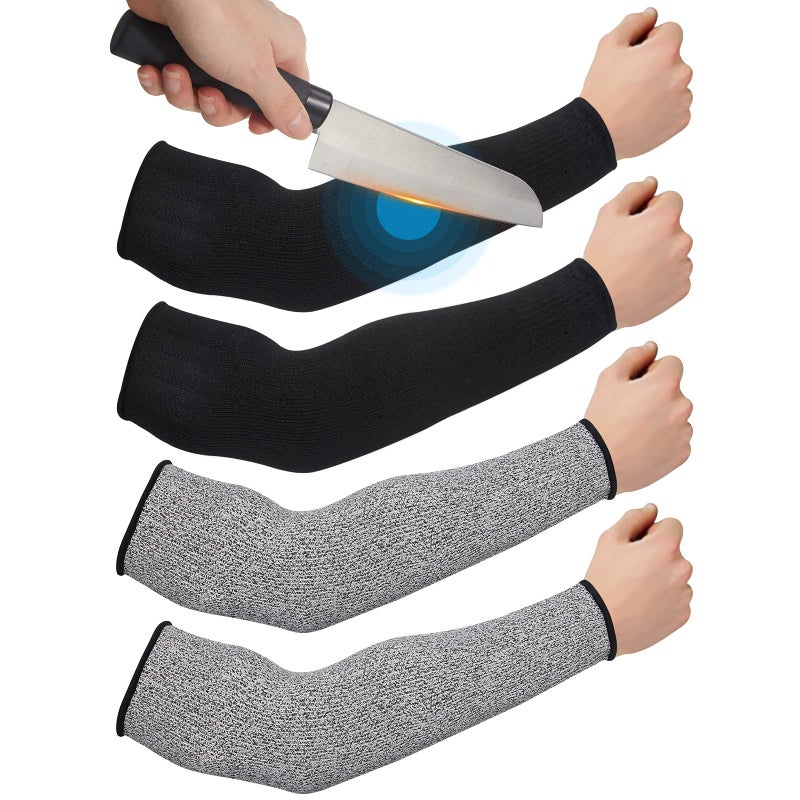 Geyoga 2 Pairs Arm Sleeves Guards Arm Protectors for Thin Skin and Bruising Protective Cut Resistant Sleeves for Men Women(Large,Hppe,Black, Gray) - Image 1