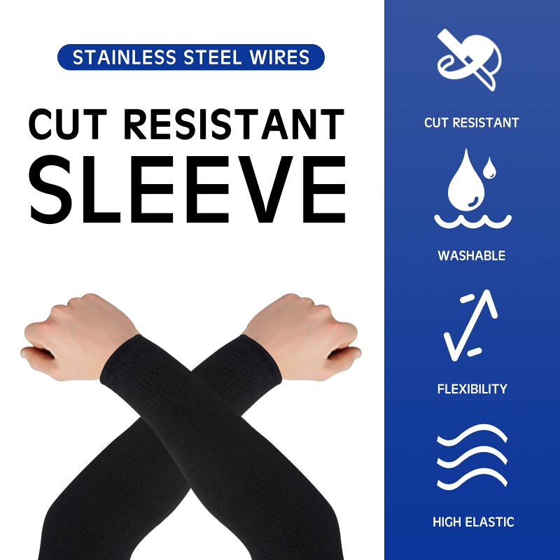 Geyoga 2 Pairs Arm Sleeves Guards Arm Protectors for Thin Skin and Bruising Protective Cut Resistant Sleeves for Men Women(Large,Hppe,Black, Gray) - Image 2
