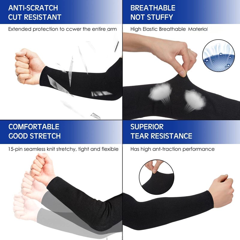 Geyoga 2 Pairs Arm Sleeves Guards Arm Protectors for Thin Skin and Bruising Protective Cut Resistant Sleeves for Men Women(Large,Hppe,Black, Gray) - Image 5