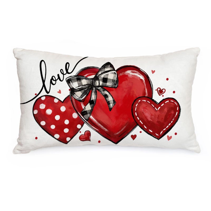 AACORS Valentine's Day Pillow Cover 12X20 Inch Red Heart Love Decor Holiday Farmhouse Pillow Case Gifts for Home Sofa Couch Decoration (Red) AA768-12 - Image 1