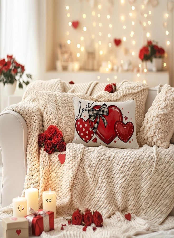 AACORS Valentine's Day Pillow Cover 12X20 Inch Red Heart Love Decor Holiday Farmhouse Pillow Case Gifts for Home Sofa Couch Decoration (Red) AA768-12 - Image 2
