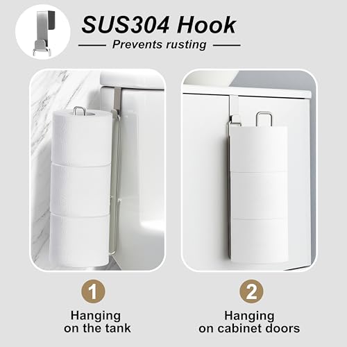 Zeadesign Silver Toilet Paper Holder with 3 Rolls Reserve, Stainless Steel Toilet Paper Holder Wall Mount, Over The Tank Bathroom Organization, Brushed Nickel and Chrome Tissue Holder for RV, Restrooms, 1Pcs - Image 2