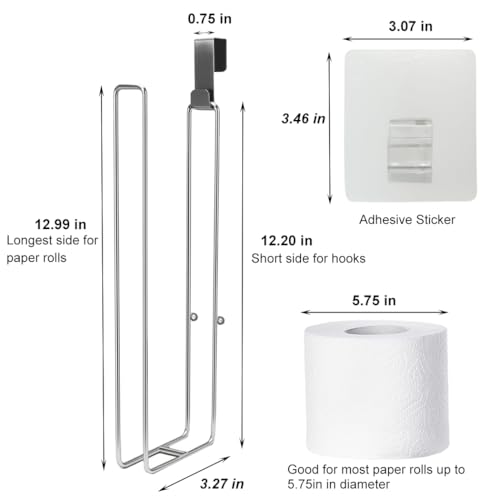 Zeadesign Silver Toilet Paper Holder with 3 Rolls Reserve, Stainless Steel Toilet Paper Holder Wall Mount, Over The Tank Bathroom Organization, Brushed Nickel and Chrome Tissue Holder for RV, Restrooms, 1Pcs - Image 3