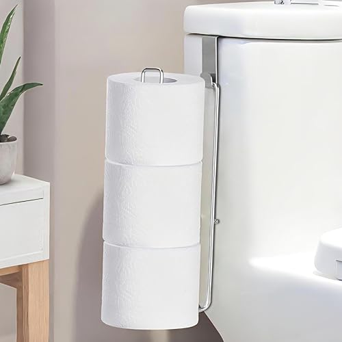 Zeadesign Silver Toilet Paper Holder with 3 Rolls Reserve, Stainless Steel Toilet Paper Holder Wall Mount, Over The Tank Bathroom Organization, Brushed Nickel and Chrome Tissue Holder for RV, Restrooms, 1Pcs - Image 1