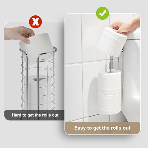 Zeadesign Silver Toilet Paper Holder with 3 Rolls Reserve, Stainless Steel Toilet Paper Holder Wall Mount, Over The Tank Bathroom Organization, Brushed Nickel and Chrome Tissue Holder for RV, Restrooms, 1Pcs - Image 4