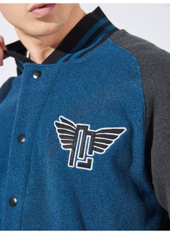 Maniac Mens Embroidery Fullsleeve Navy and Grey Loopnet Oversized fit Jacket  - Image 5