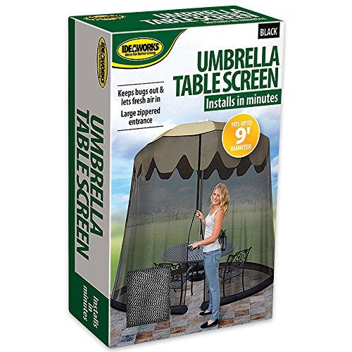 Ideaworks JB5678 Outdoor 9-Foot Umbrella Table Screen, Black - Image 1