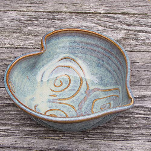 Castle Arch Pottery Ireland Castle Arch Pottery Irish Pottery Bowl Hand-Glazed, Heart Shaped Design 6" Diameter by 2" Height with Celtic Spiral Motif - Handcrafted In Ireland - Lead & Cadmium Free, Irish Gifts For Men & Women - Image 3