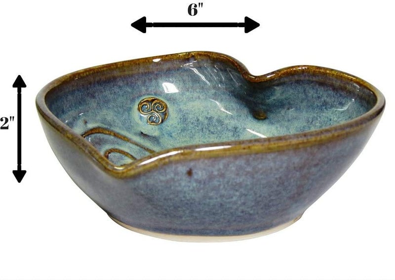 Castle Arch Pottery Ireland Castle Arch Pottery Irish Pottery Bowl Hand-Glazed, Heart Shaped Design 6" Diameter by 2" Height with Celtic Spiral Motif - Handcrafted In Ireland - Lead & Cadmium Free, Irish Gifts For Men & Women - Image 5