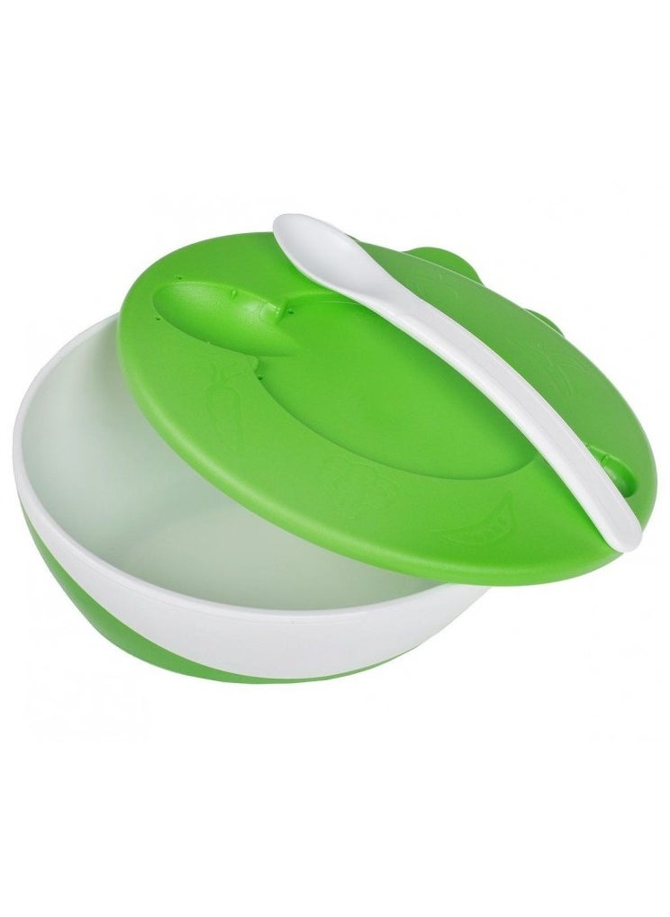 Bowl with Spoon and Lid 350ml LITTLE COW green