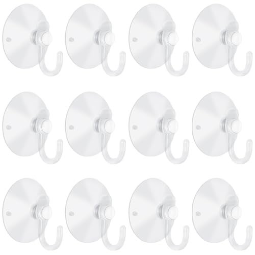 LuluEasy 200 Pieces Small Suction Cups with Hooks 1.2 inch Clear Plastic Sucker Hooks for Glass Window Wall Festivals Parties Theme Carnival Decoration Door Bathroom Kitchen - Image 1