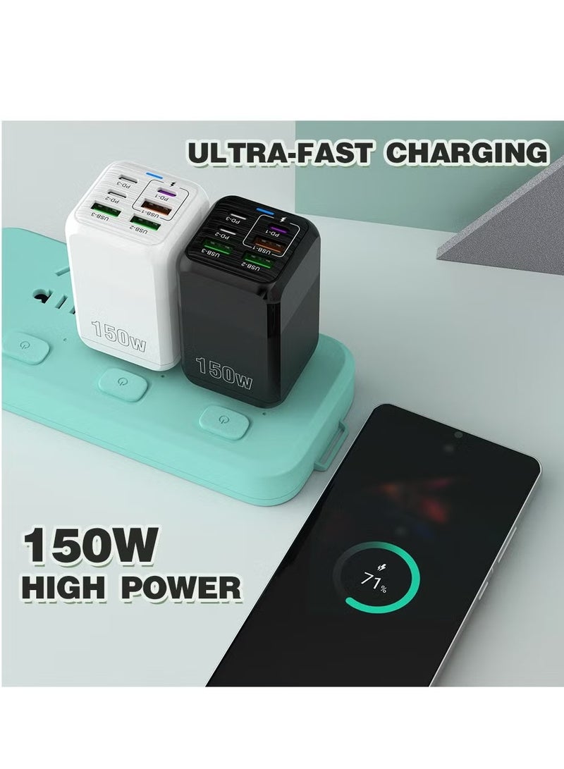 ام جي 150 وات المملكة المتحدة 6 منافذ متعدد الوظائف مهايئ شحن فائق السرعة الهاتف المحمول شاحن السفر مهايئ طاقة أبيض - Image 5