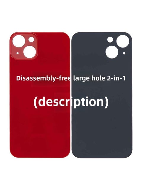 Remove-free Large Hole Back Cover Glass With Logo Small Hole Electroplating Dripping Beads For Apple Mobile Phone 13/14/15-Color:No Disassembly Large Hole Two In One-Dimensions:XR Red