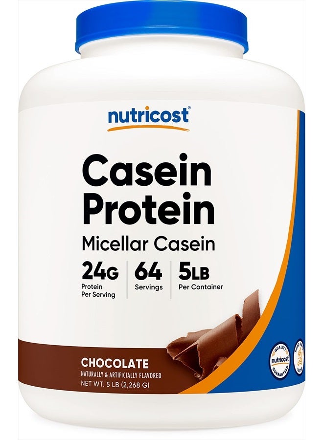 Nutricost Casein Protein Powder 5lb Chocolate - Micellar Casein, Gluten Free, Non-GMO - Image 1