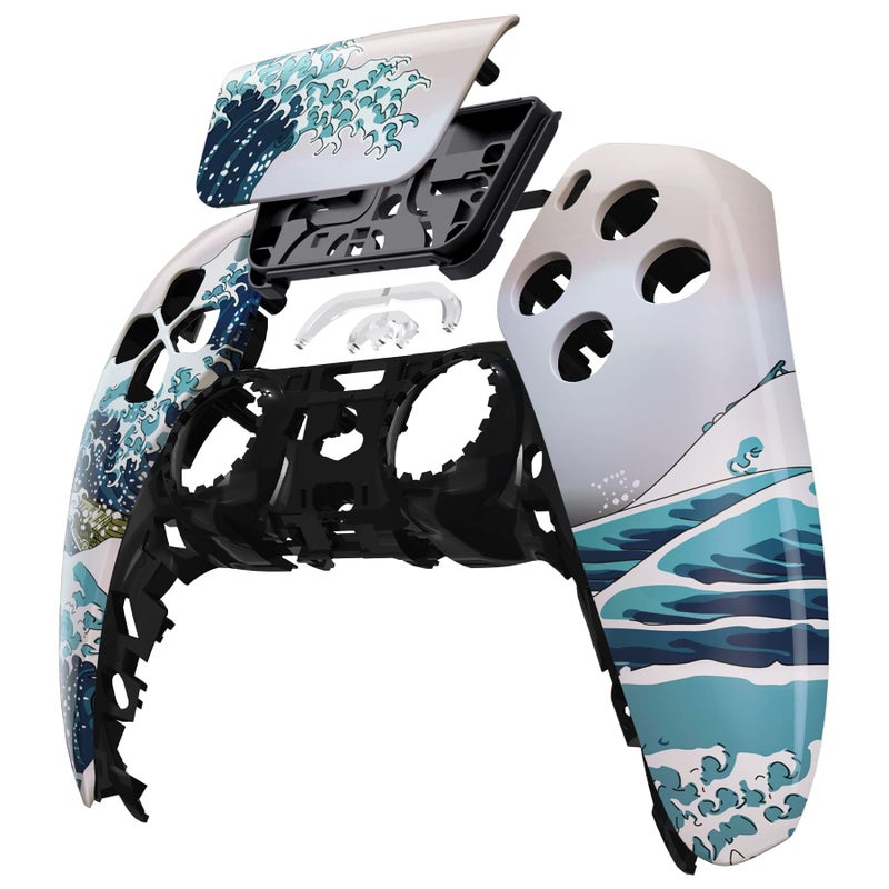 eXtremeRate The Great Wave Touchpad Front Top Shell Compatible with ps5 Controller BDM-010 020 030 040 050, DIY Replacement Shell Custom Touch Pad Cover Compatible with ps5 Controller - Image 3