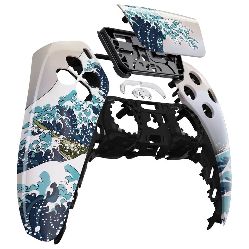 eXtremeRate The Great Wave Touchpad Front Top Shell Compatible with ps5 Controller BDM-010 020 030 040 050, DIY Replacement Shell Custom Touch Pad Cover Compatible with ps5 Controller - Image 4