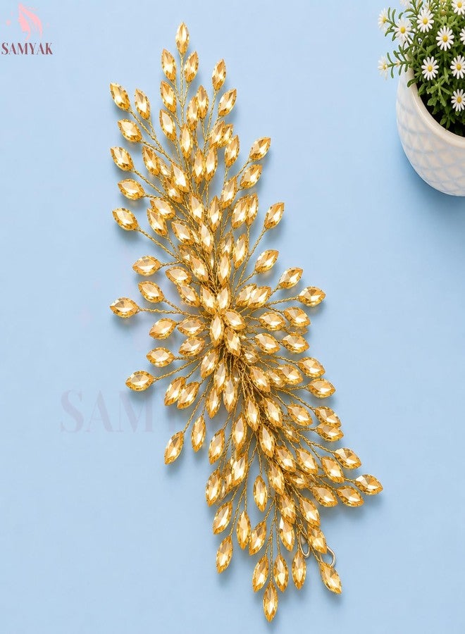 Samyak Studded Designer Golden Hair Vine/Tiara/Hair Clip/Hair Pin Accessories/Headband For Women and Girls - Image 5