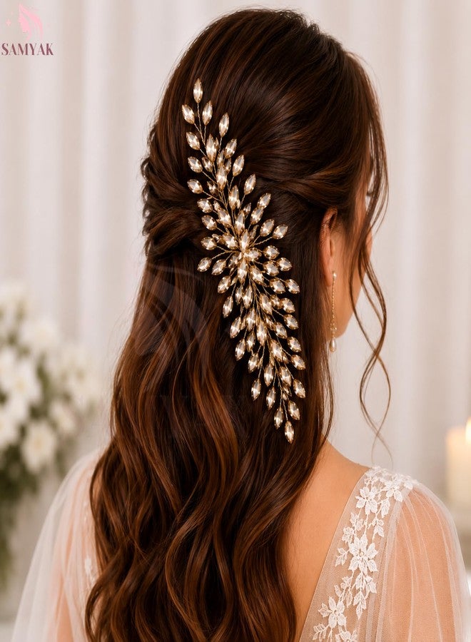 Samyak Studded Designer Golden Hair Vine/Tiara/Hair Clip/Hair Pin Accessories/Headband For Women and Girls - Image 4