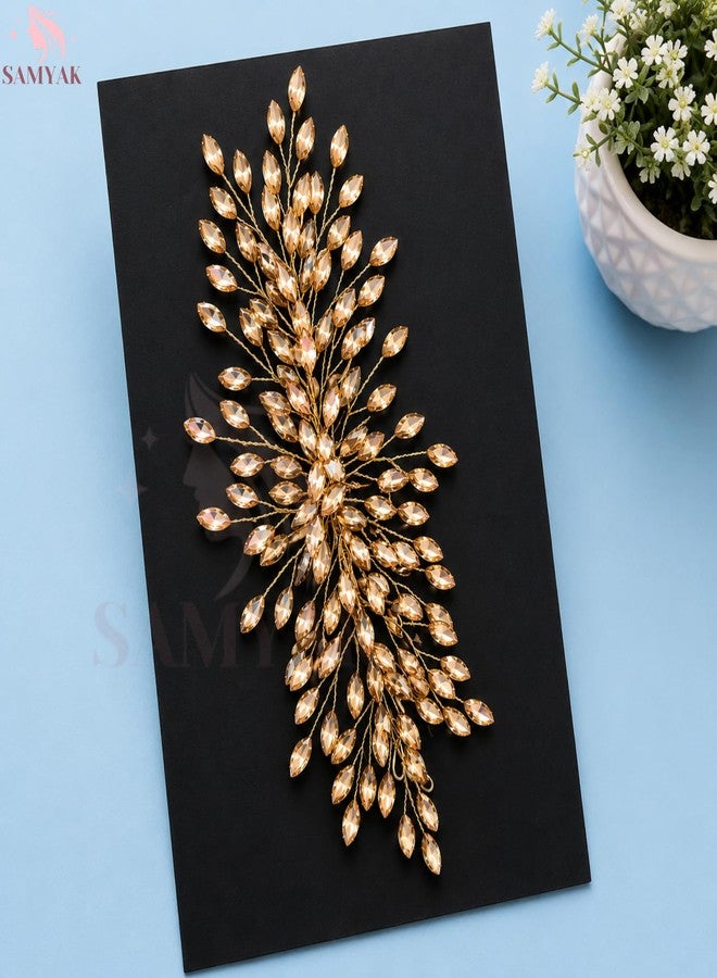 Samyak Studded Designer Golden Hair Vine/Tiara/Hair Clip/Hair Pin Accessories/Headband For Women and Girls - Image 2