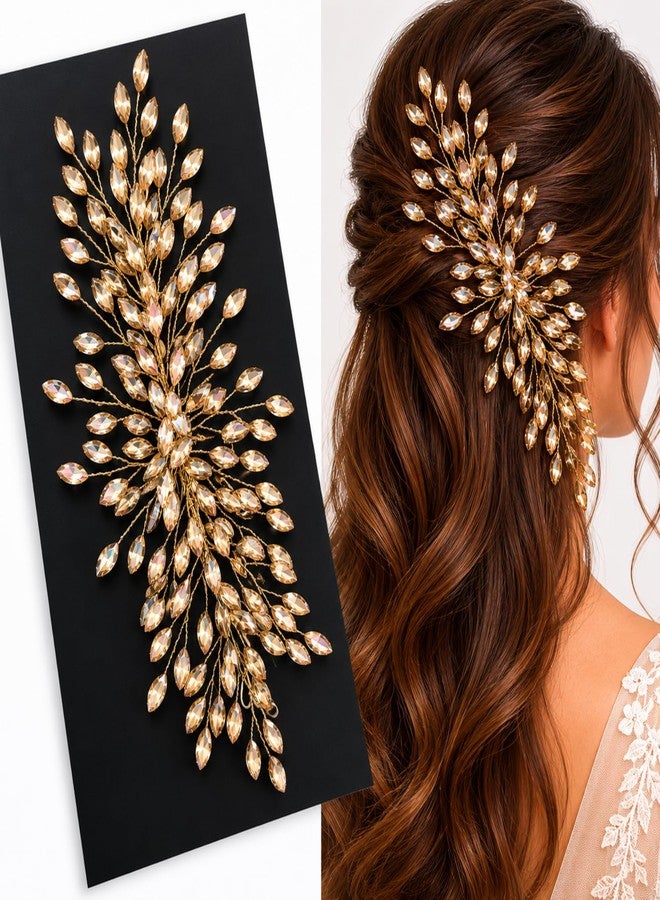 Samyak Studded Designer Golden Hair Vine/Tiara/Hair Clip/Hair Pin Accessories/Headband For Women and Girls - Image 1