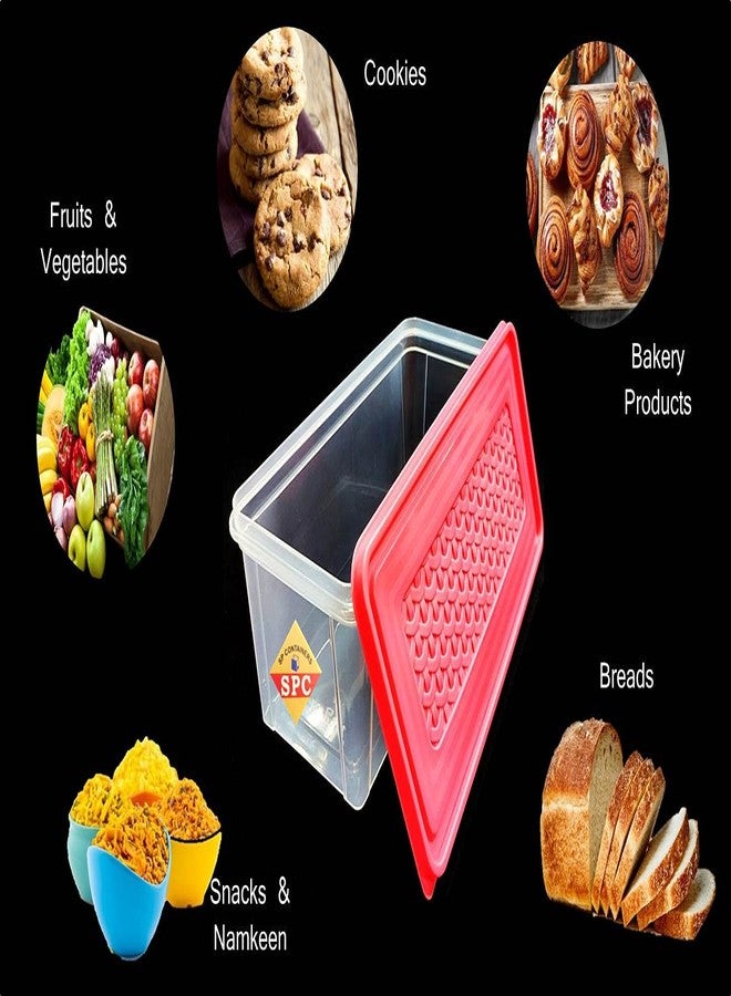SPC Food Grade Plastic Bread Box, Multipurpose Storage Fridge Storage Container/Organizer Box With Lid For Kitchen/Grocery/Bread/Vegetables/Fruits/Snacks (4000 Ml, Multicolor) (1), Blue-Violet - Image 4