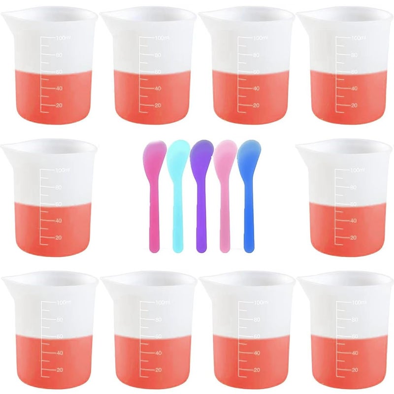 Phinicco 10 Pcs 100Ml Silicone Measuring Cups  Nonstick Mixing Cups For Resin Molds  Diy Crafts - Image 1