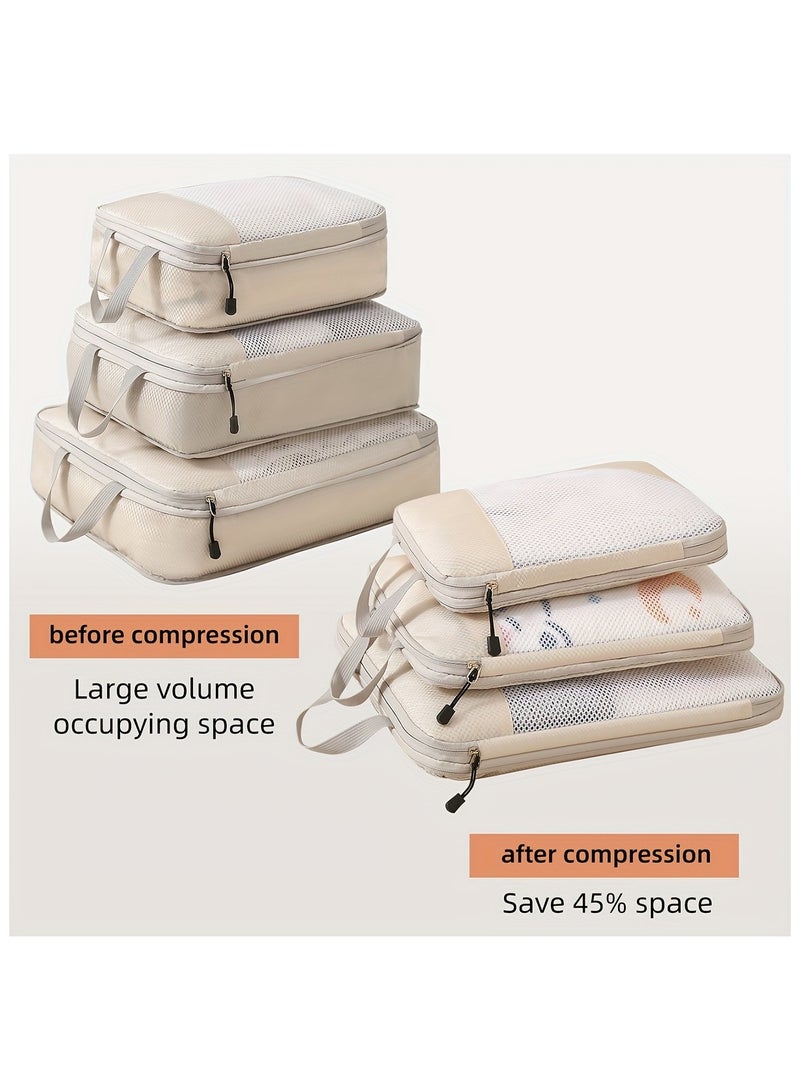3 Set Compression Packing Cubes for Travel, Travel Bags Luggage Organizers Travel Essentials Compression Cubes for Carry on Suitcases  - Image 1