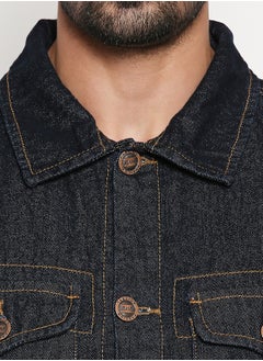 HIGH STAR Men Blue Striped Denim Jacket  - Image 3