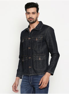 HIGH STAR Men Blue Striped Denim Jacket  - Image 4