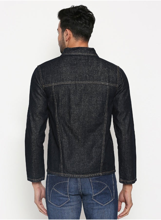 HIGH STAR Men Blue Striped Denim Jacket  - Image 2