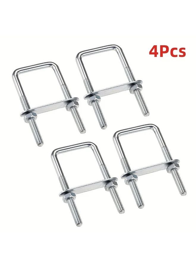 M8 50mm x 100mm U Bolts 4 Pack With Nuts Washers Corrosion Resistant Steel Hardware - Image 2